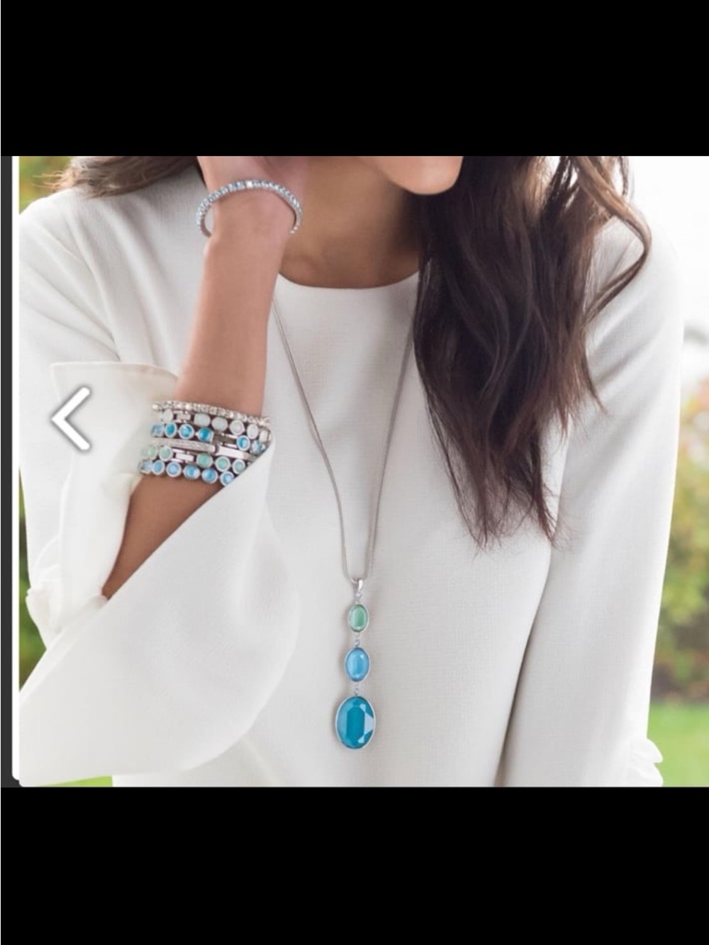 TOUCHSTONE CRYSTAL BY SWAROVSKI, SUMMER DROP PENDANT, BLUE, RHODIUM PLATING - Picture 11 of 13